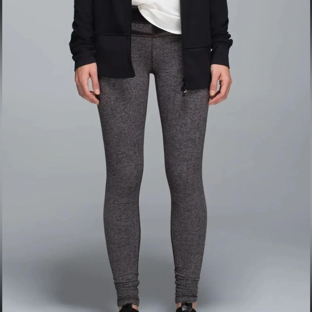 Lululemon Wunder Under Pant Giant Herringbone Brown Black Heathered Quilt Size 2